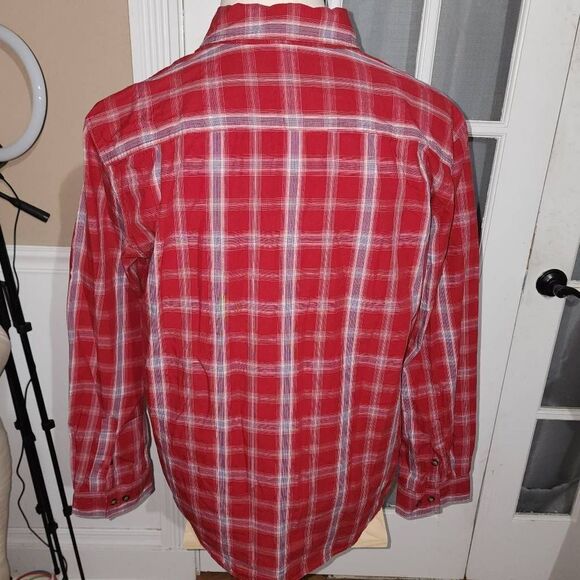 Carhartt Mens Red Essential Plaid Long Sleeve Button Down Shirt Large - Picture 2 of 5
